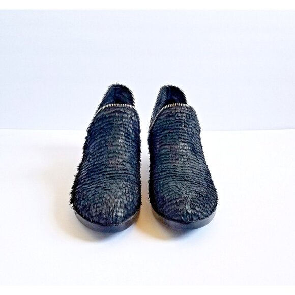 BAKERS ELITE Black Settle Frayed Leather Ankle Booties 39 8.5 Heeled Zipper Trim - Picture 7 of 12